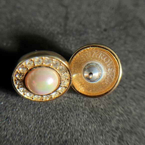 Vintage Faux Pearl Rhinestone Post Earrings - Picture 8 of 10